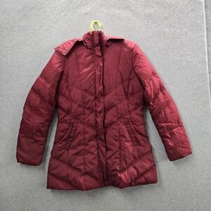 Marc New York Andrew Women Jacket M Red Puffer Parka Down Fur Trim
